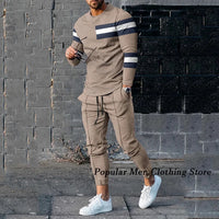Menโs 2-Piece Tracksuit โ Long-Sleeve T-Shirt & Trousers, Casual Oversized Streetwear.